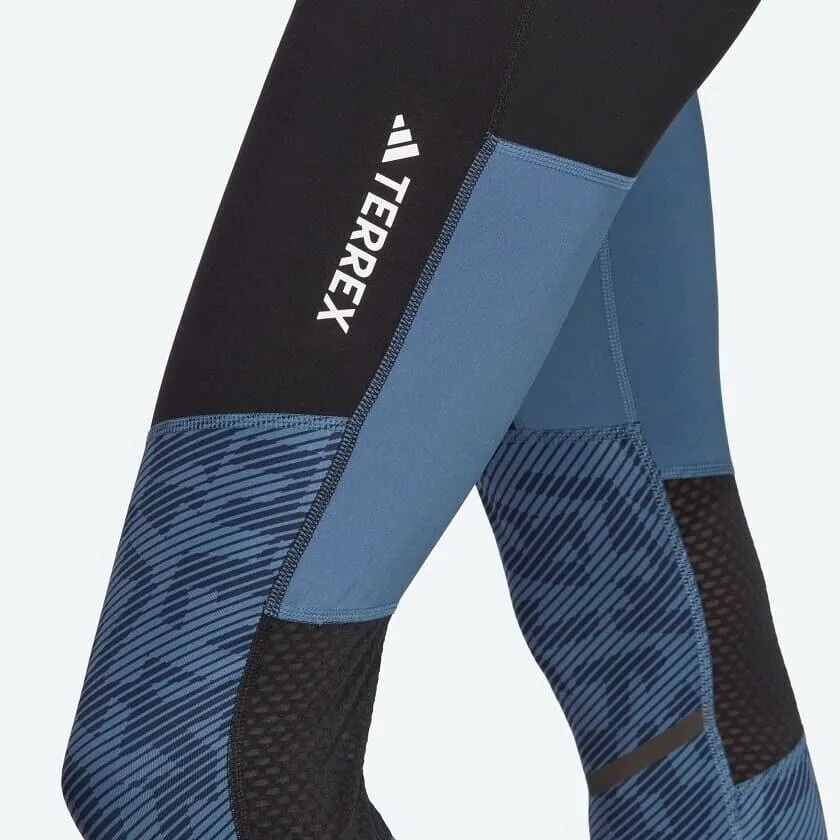 adidas Terrex Agravic Trail Running Tights Womens Black Blue Pocket