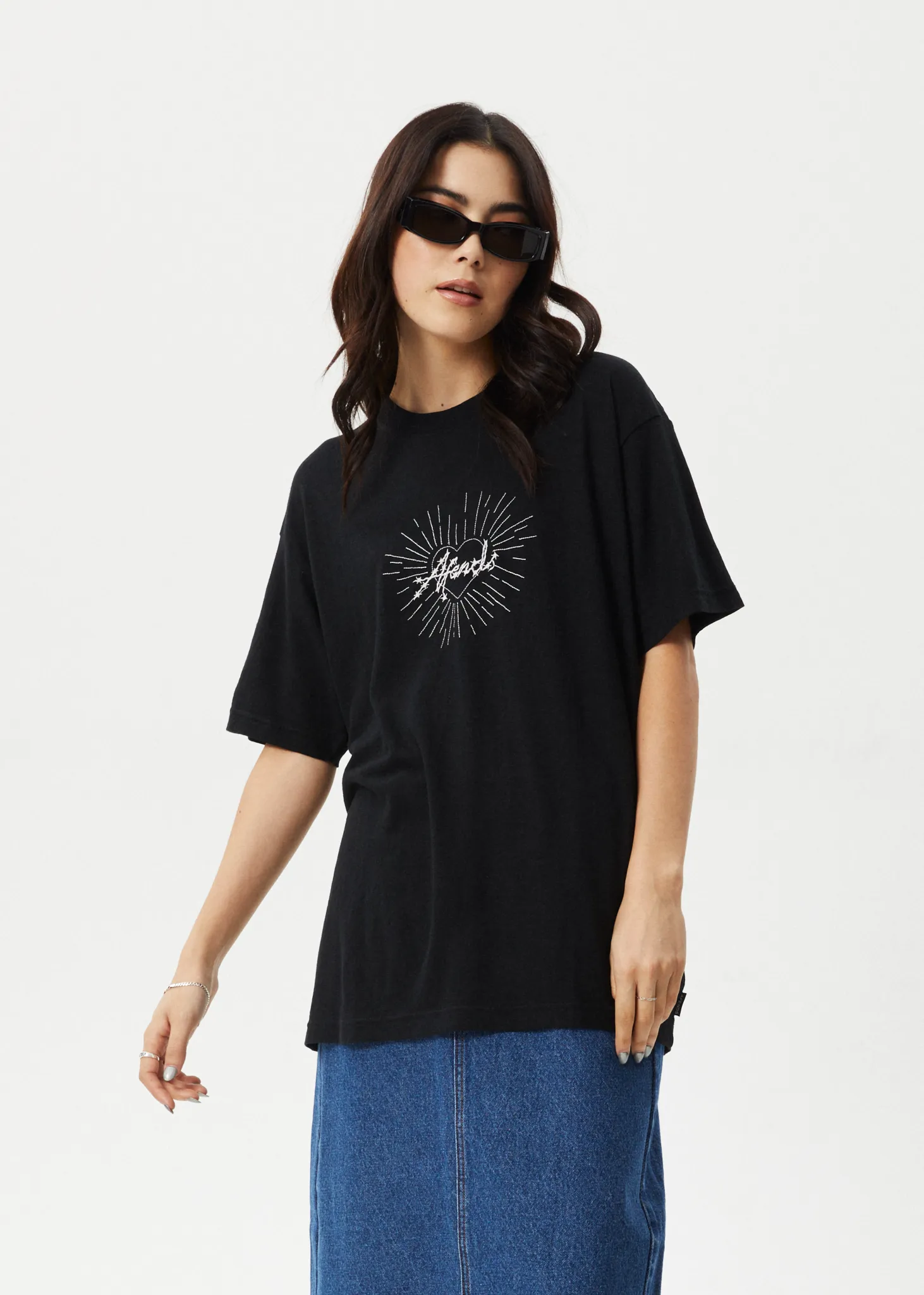 AFENDS Womens Pulse - Oversized Tee - Black