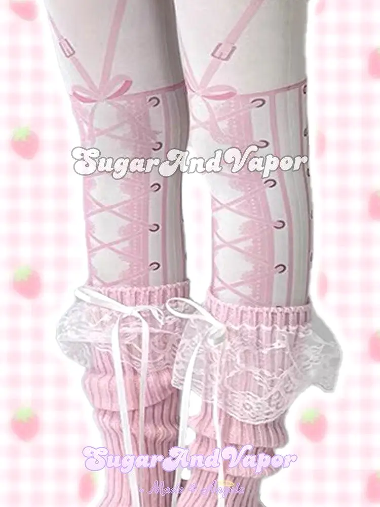 Alice Lolita Lace-up Pattern Velvet Tights