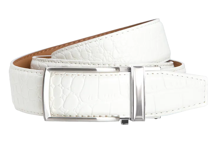 Alligator White V2, 1 3/8 Strap, Dress Belt