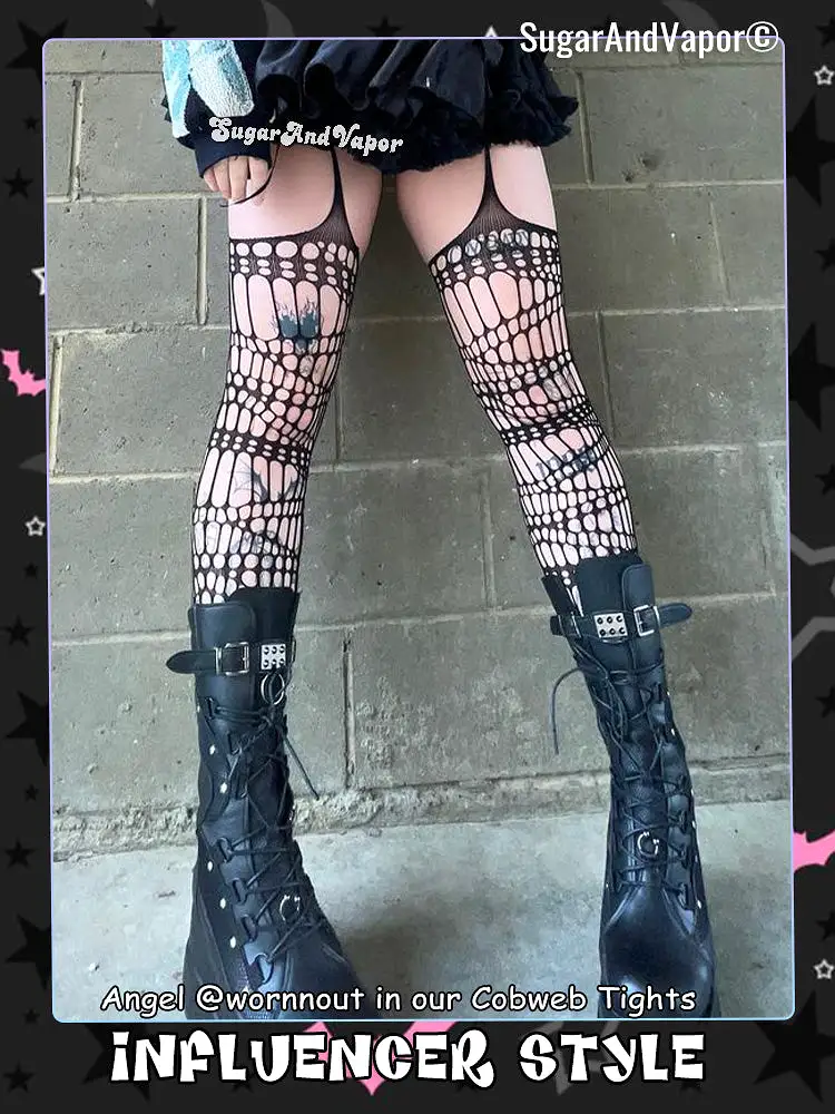 Alt Cobweb Fishnet Garter Stocking Tights