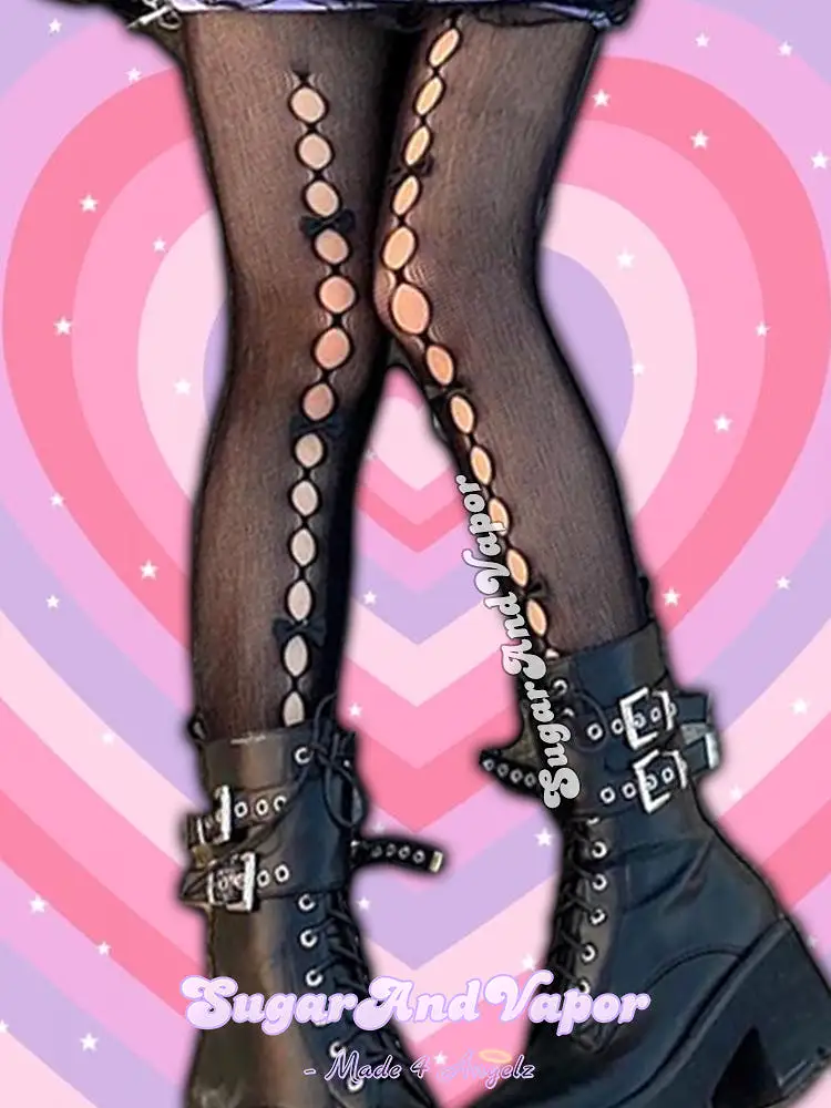 Alvara Lolita Cut-out Bow Fishnet Tights