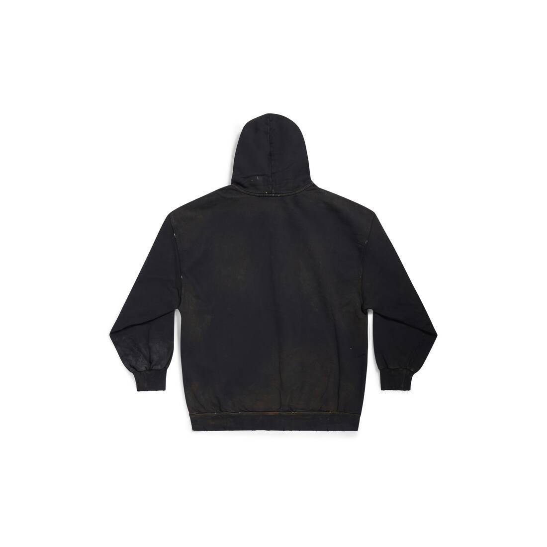 BALENCIAGA  |Balenciaga Paris Zip-up Hoodie Small Fit in Black Faded