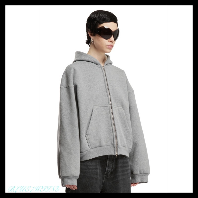 BALENCIAGA  |Unity Sports Icon Boxy Zip-up Hoodie Large Fit in Grey/white