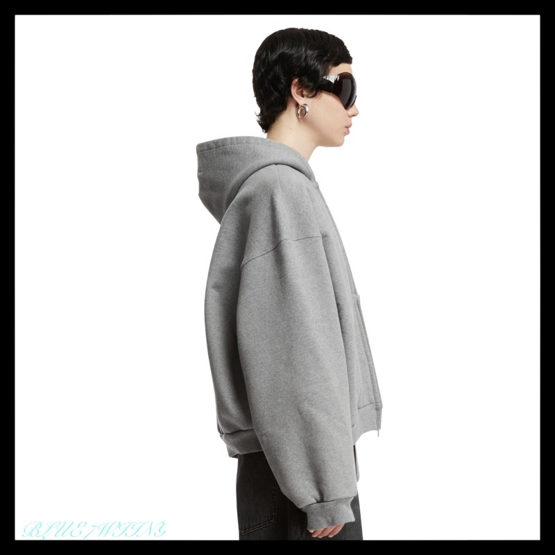 BALENCIAGA  |Unity Sports Icon Boxy Zip-up Hoodie Large Fit in Grey/white