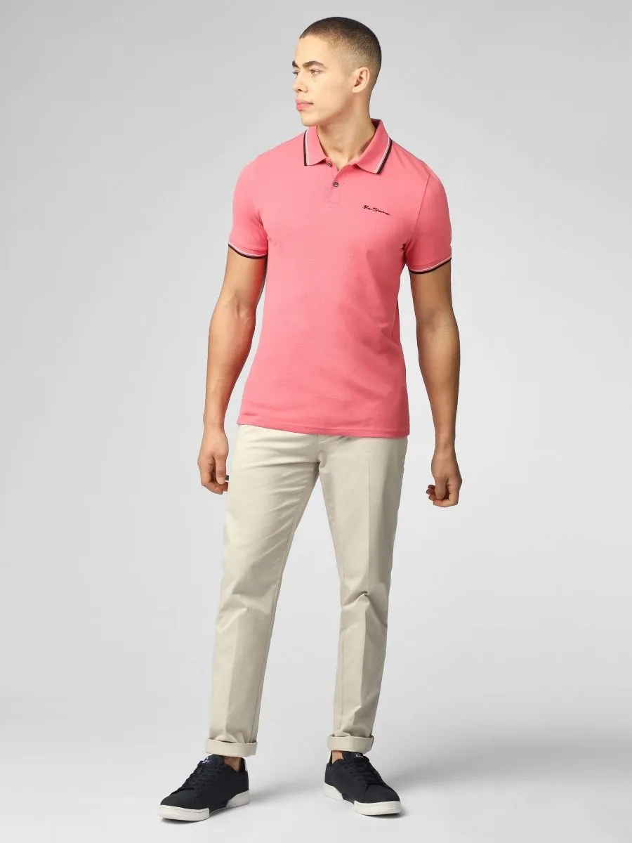 Ben Sherman Casual Short Sleeve Polo Shirt New Dark Pink