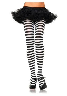 Black / White Striped Plus Size Tights