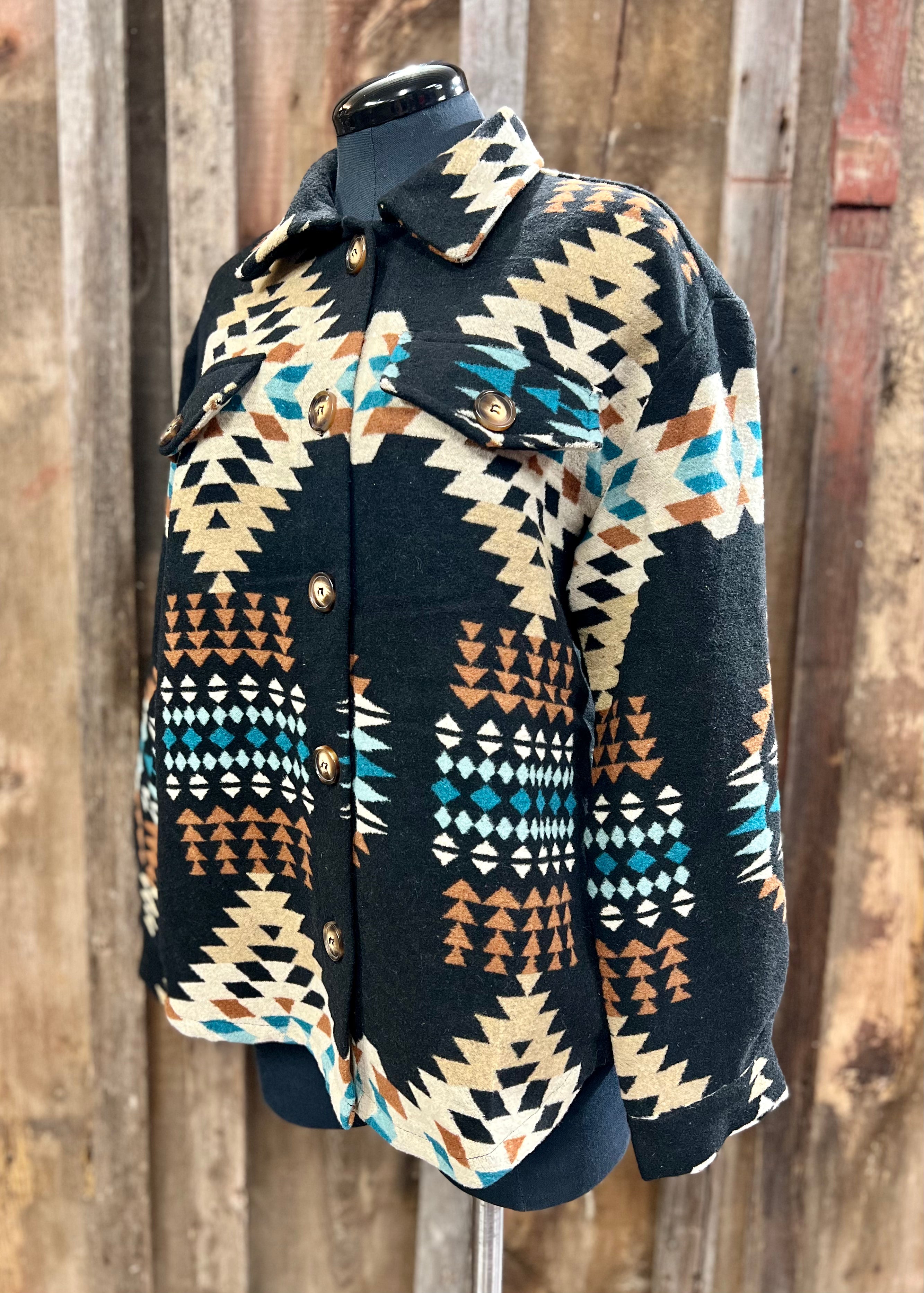 Black Southwest Shacket Jacket