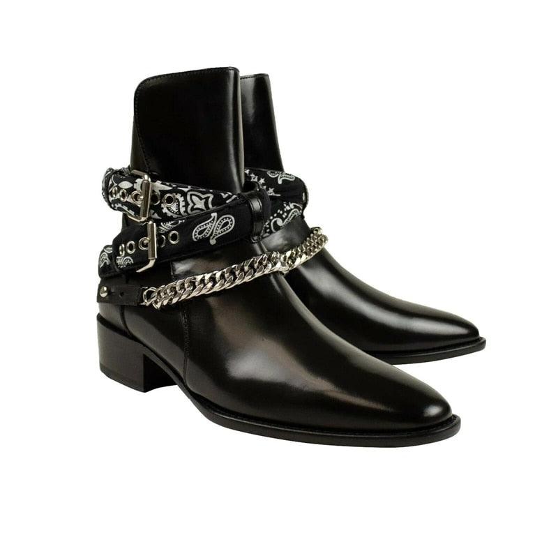 Buckle Strap Pointed Toe Handmade Ankle Boots