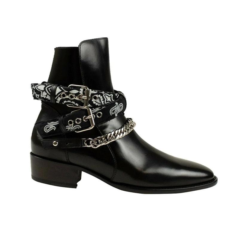 Buckle Strap Pointed Toe Handmade Ankle Boots