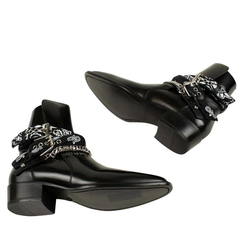 Buckle Strap Pointed Toe Handmade Ankle Boots