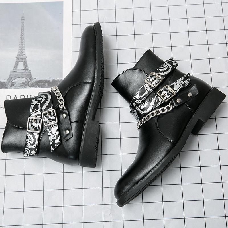 Buckle Strap Pointed Toe Handmade Ankle Boots