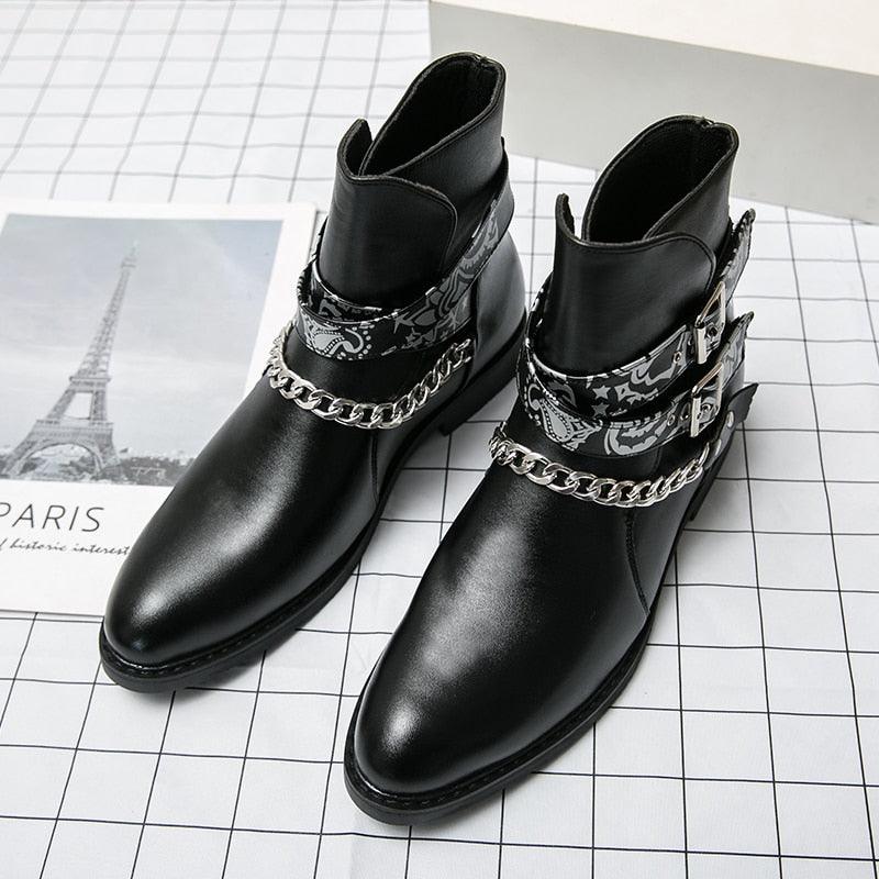 Buckle Strap Pointed Toe Handmade Ankle Boots