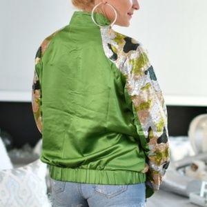 Camo Print Sequin Jacket