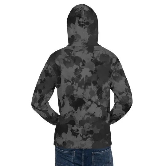 Charcoal Grey Paint Splatter Camo Pullover Hoodie