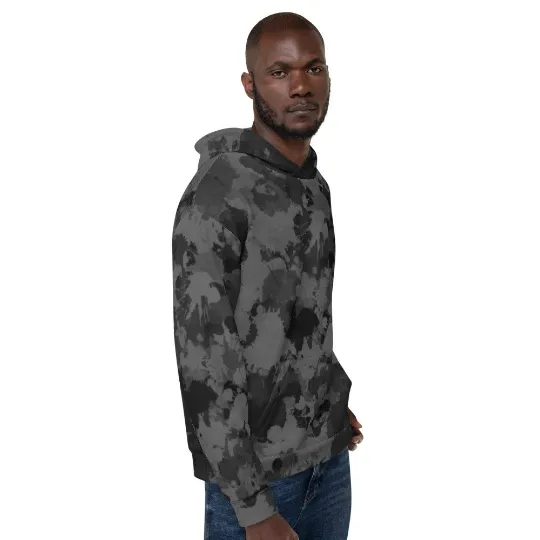 Charcoal Grey Paint Splatter Camo Pullover Hoodie