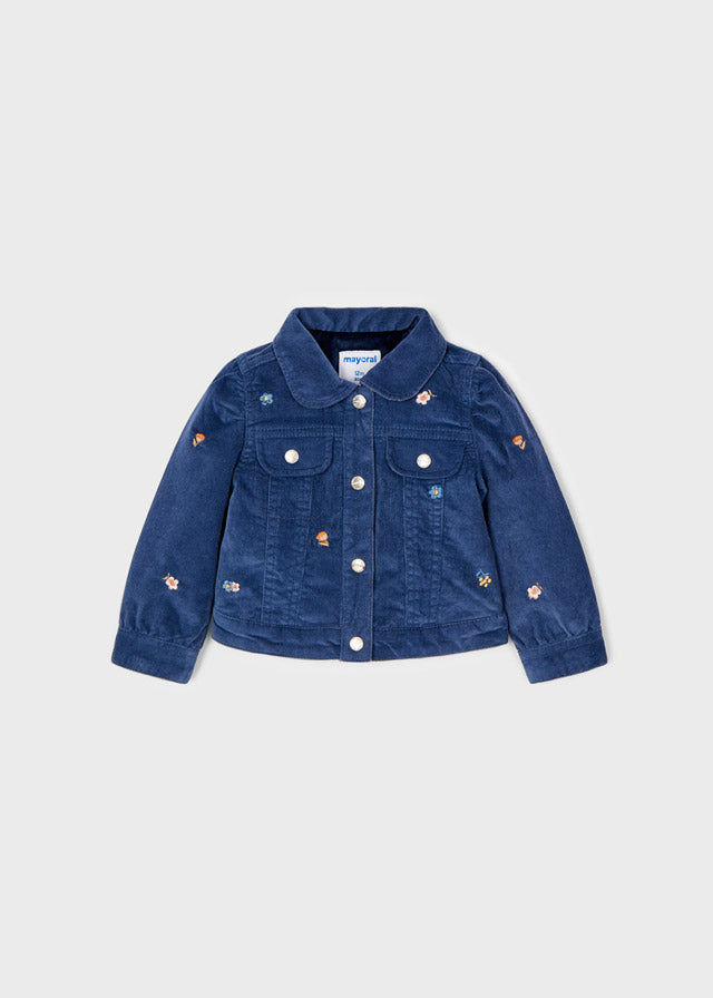 Corduroy denim jacket for baby girl - Indigo