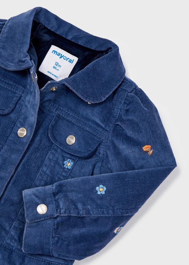 Corduroy denim jacket for baby girl - Indigo