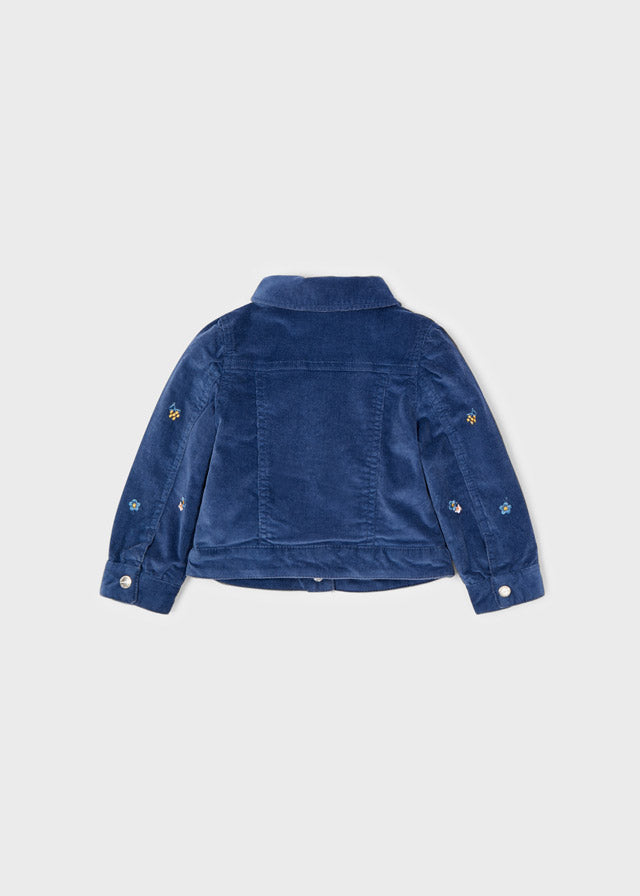 Corduroy denim jacket for baby girl - Indigo