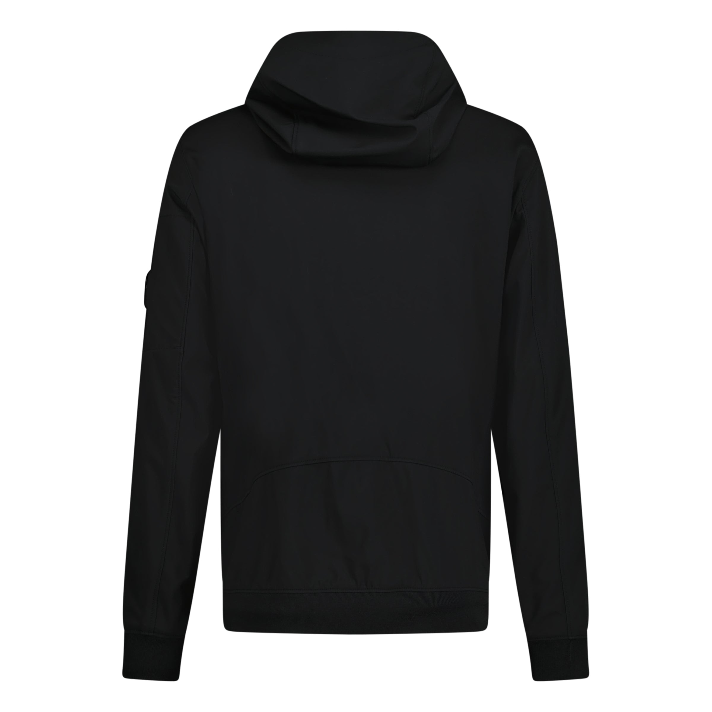 CP COMPANY SOFTSHELL HOODED ARM LENS JACKET BLACK