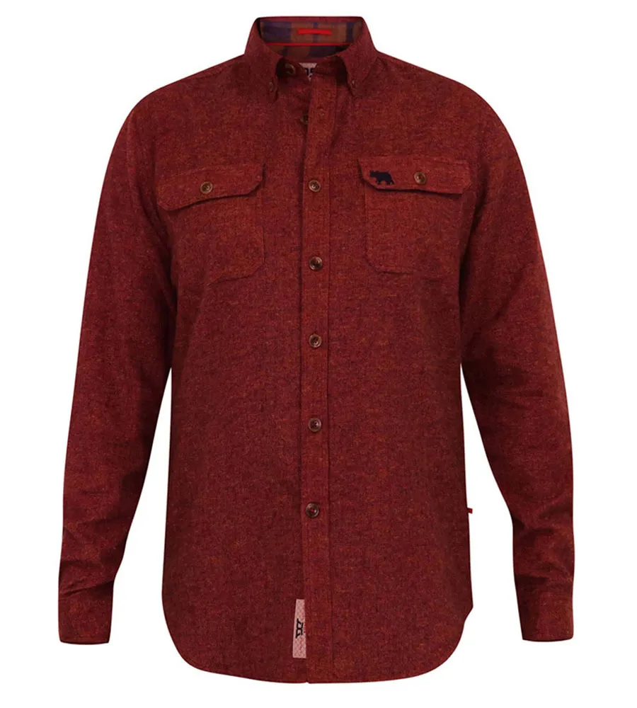 D555 Big Mens Long Sleeve Textured Overshirt With Two Patch Pockets (TOBIAS)