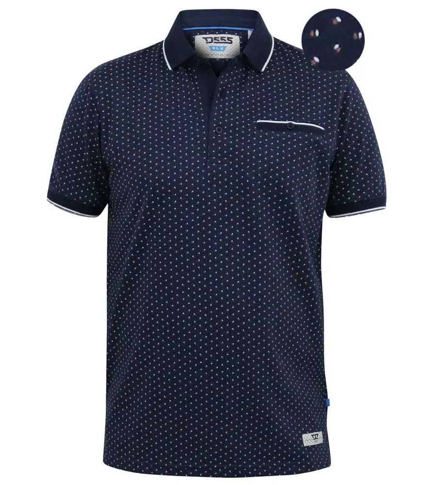 D555 Big Mens Polo Shirt With All Over Print and Jacquard Collar (DARWIN)