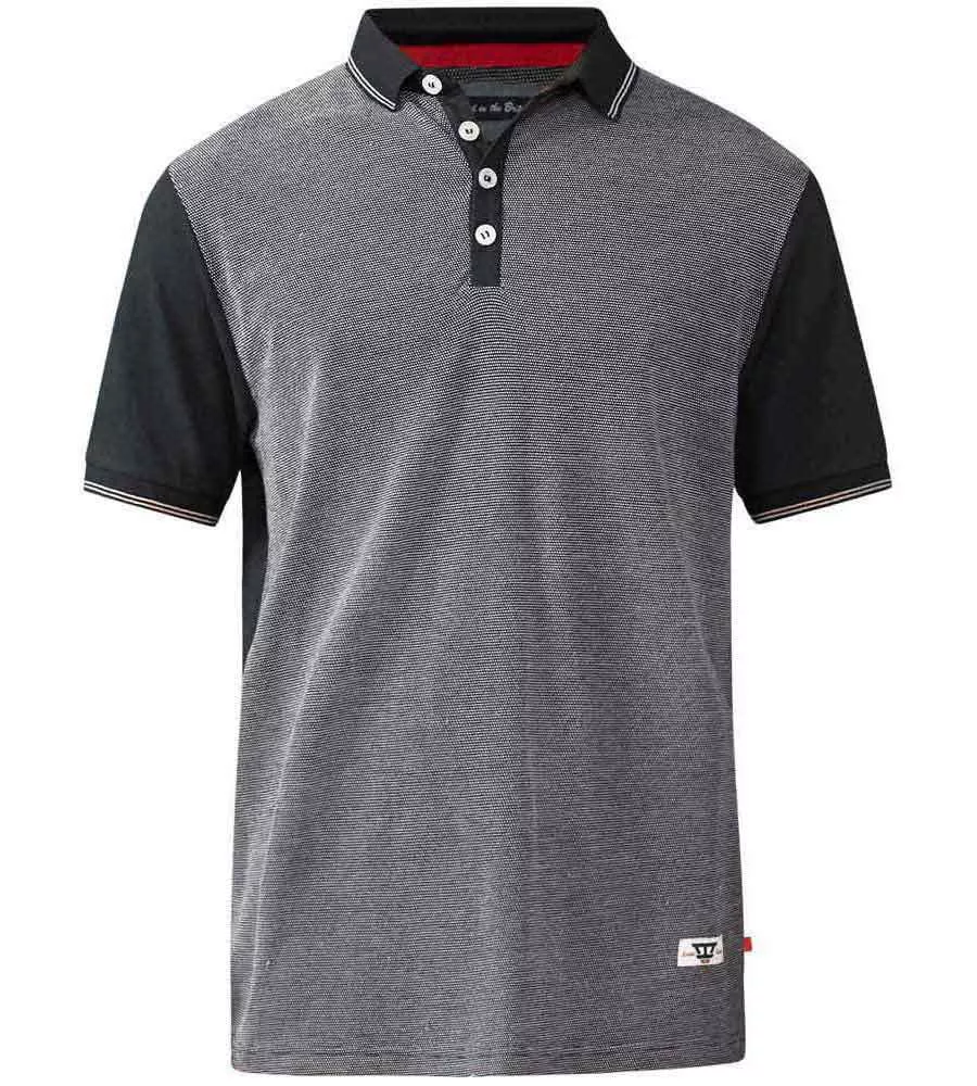 D555 Mens Jaquard Polo With Jersey Back and Sleeve (CECIL BLACK)