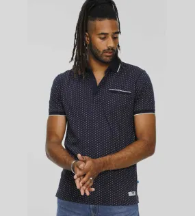 D555 Mens Polo Shirt With All Over Print and Jacquard Collar (DARWIN)