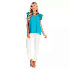 Dahlia Ruffle Top in Teal