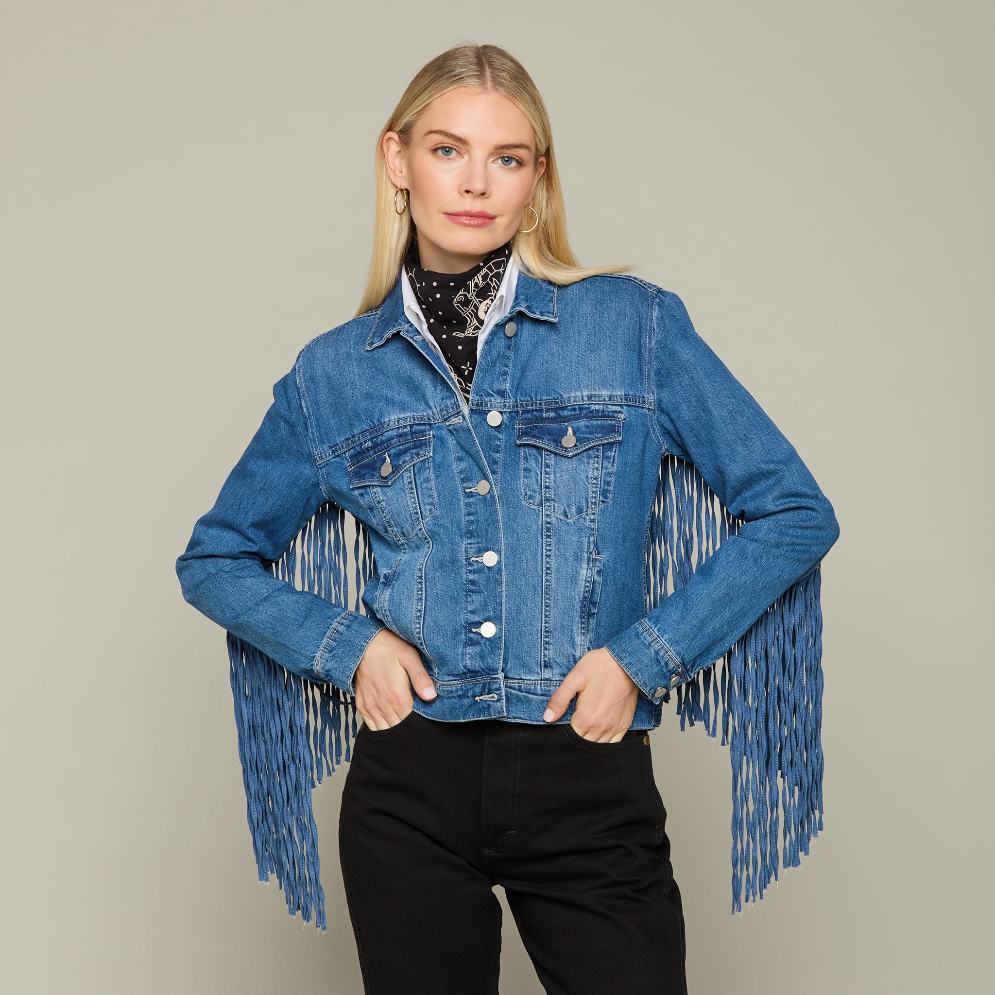 Denim Fringe Jacket :: Denim