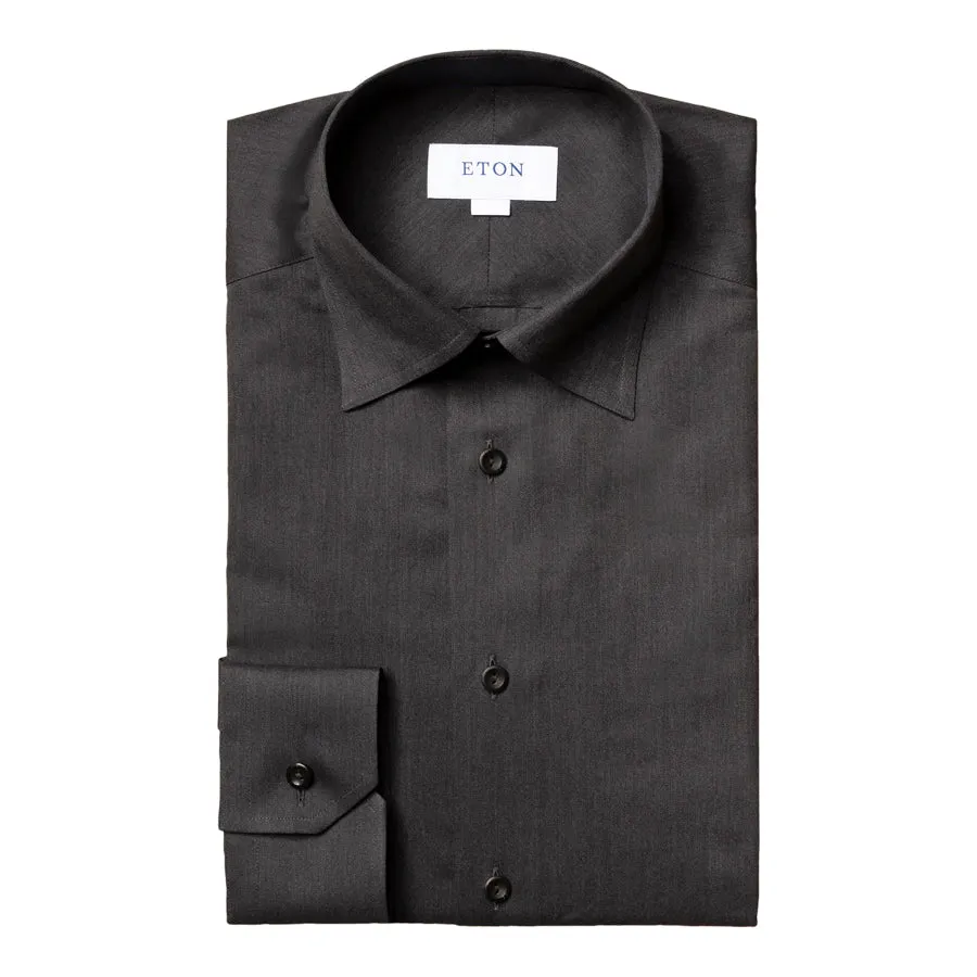 Eton - Slim Fit Shirt in Dark Brown/Black