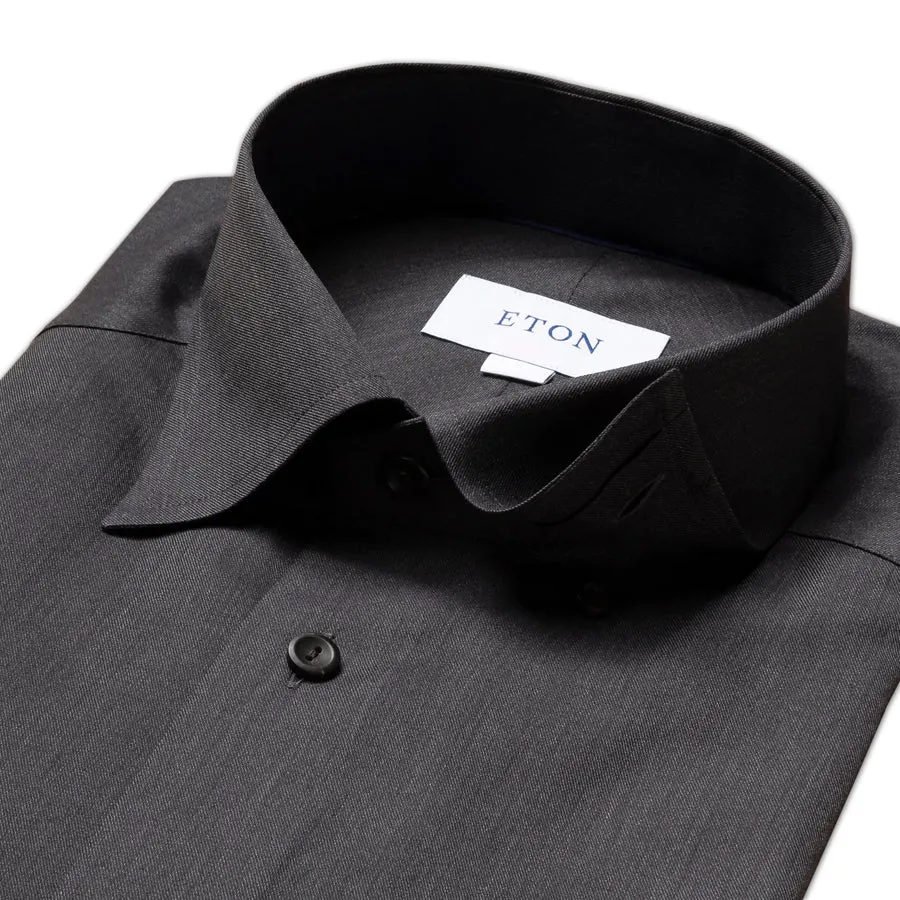 Eton - Slim Fit Shirt in Dark Brown/Black