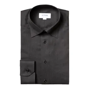 Eton - Slim Fit Shirt in Dark Brown/Black