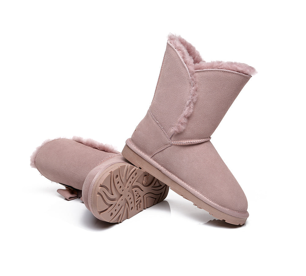 EVERAU Sheepskin Double Bow Boots Women Eira