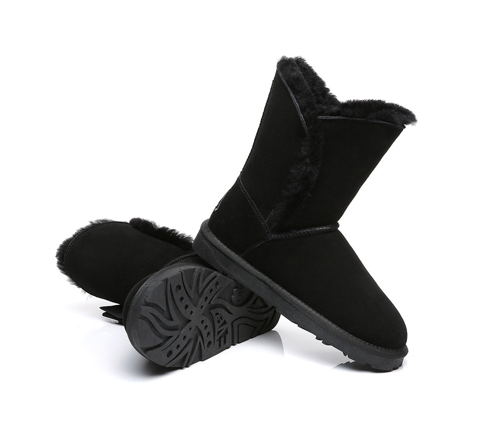 EVERAU Sheepskin Double Bow Boots Women Eira