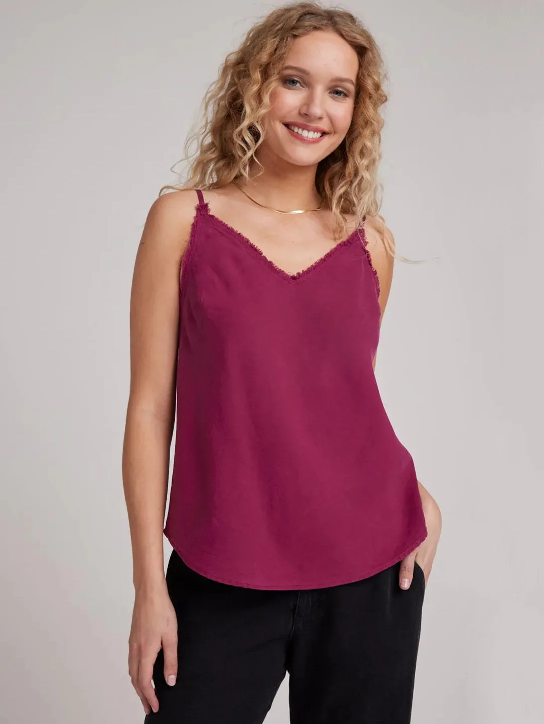 Frayed Cami Top - Dark Magenta