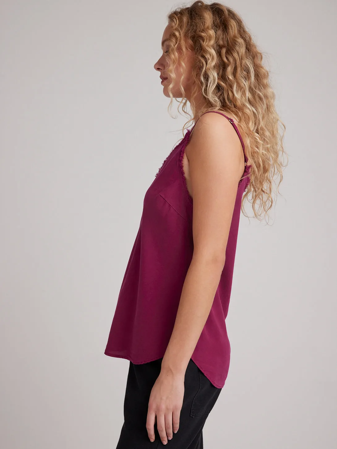 Frayed Cami Top - Dark Magenta