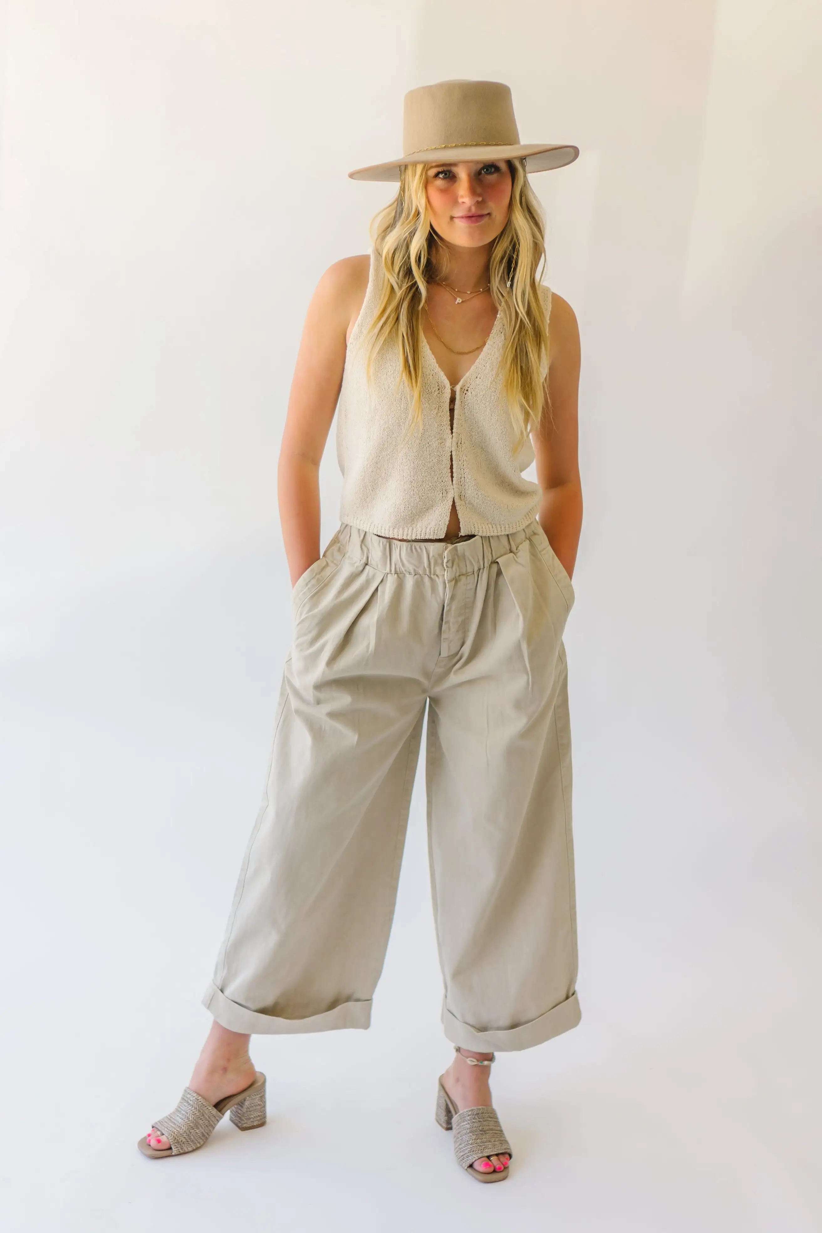 Free People: After Love Cuff Pants in Sandshell