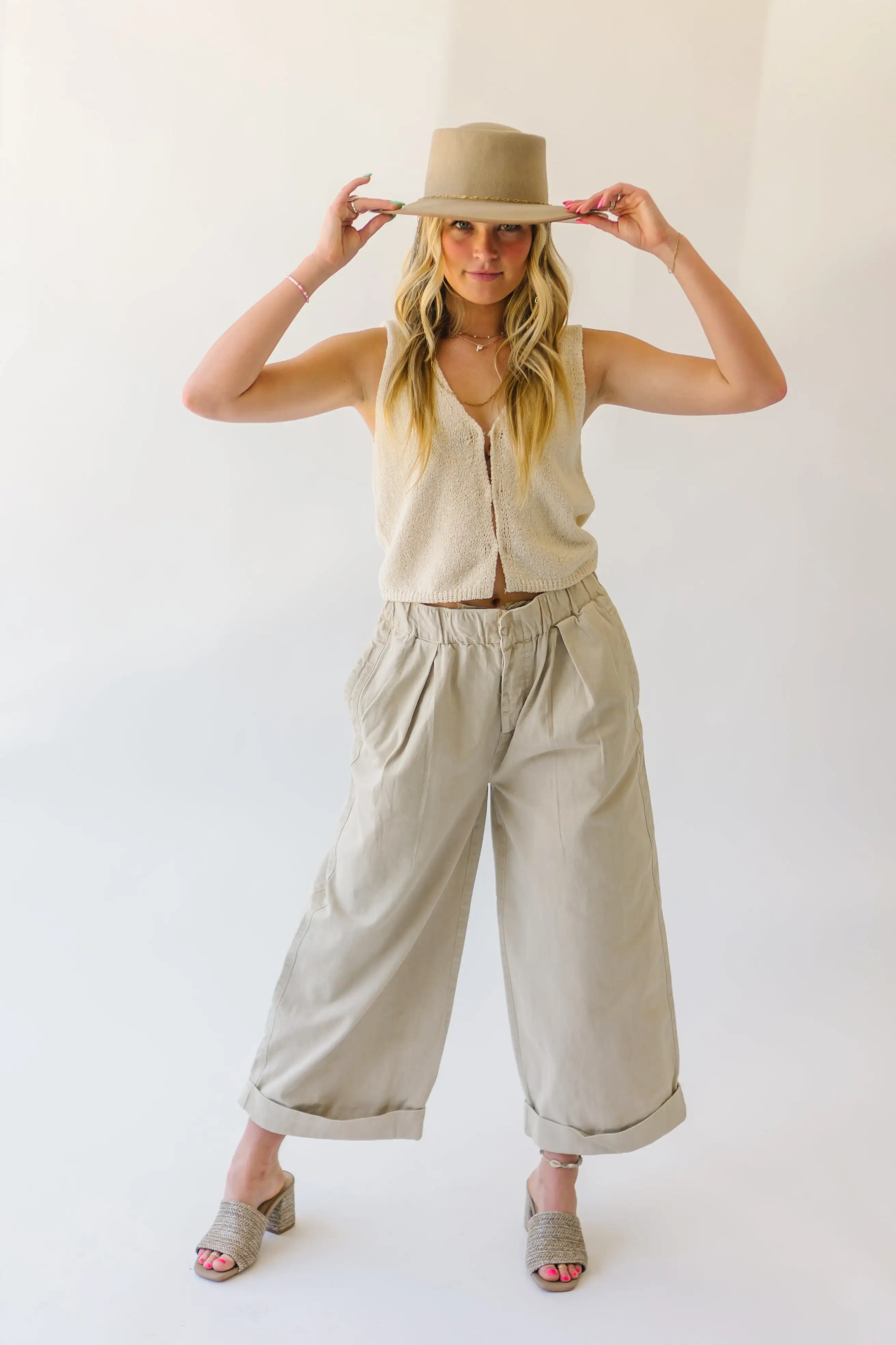 Free People: After Love Cuff Pants in Sandshell