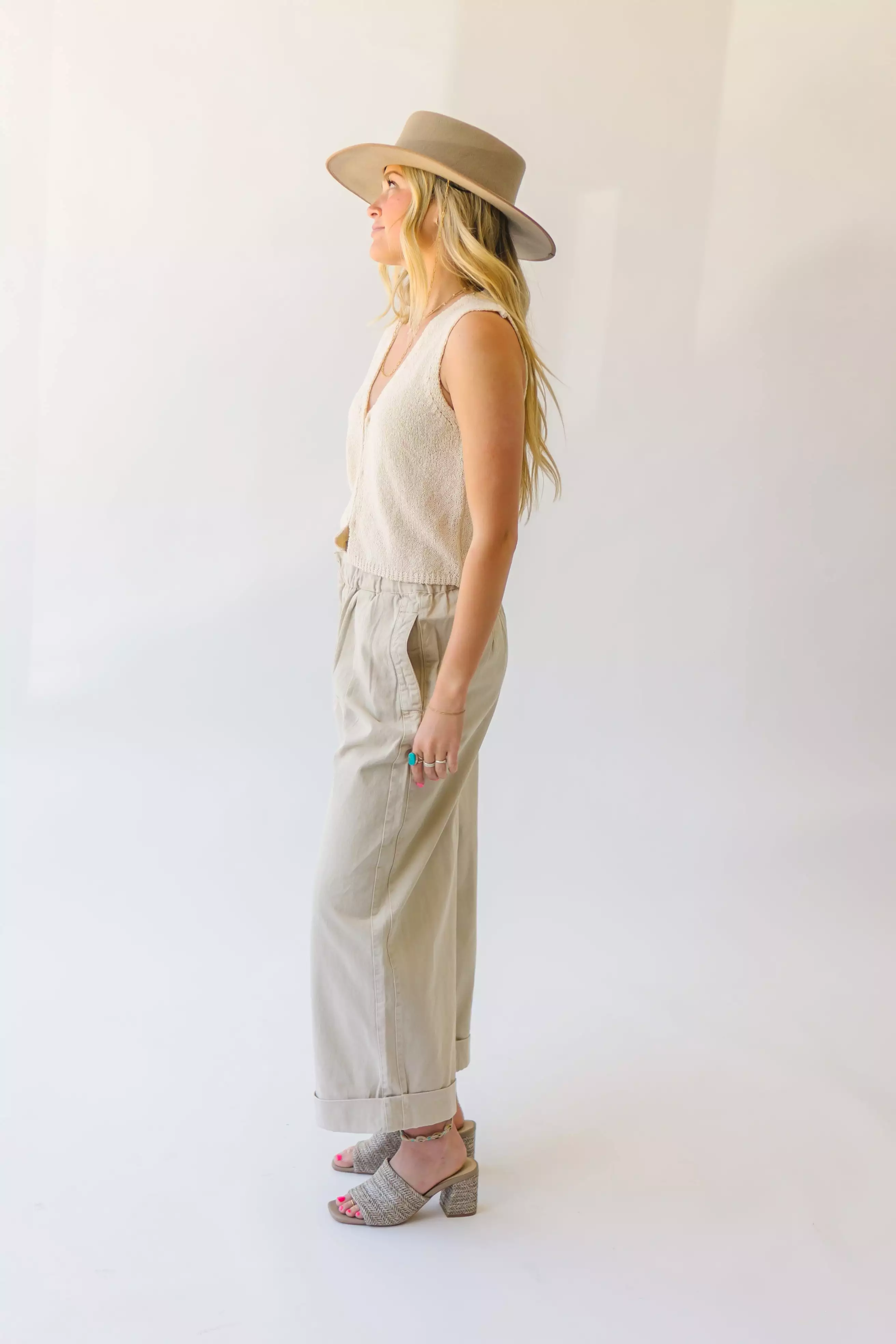 Free People: After Love Cuff Pants in Sandshell