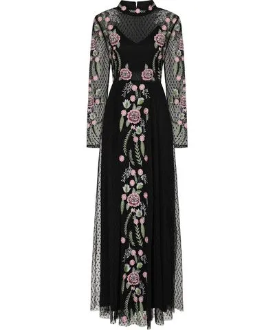 Frock and Frill Women's Azalea Floral Embroidered Maxi Dress