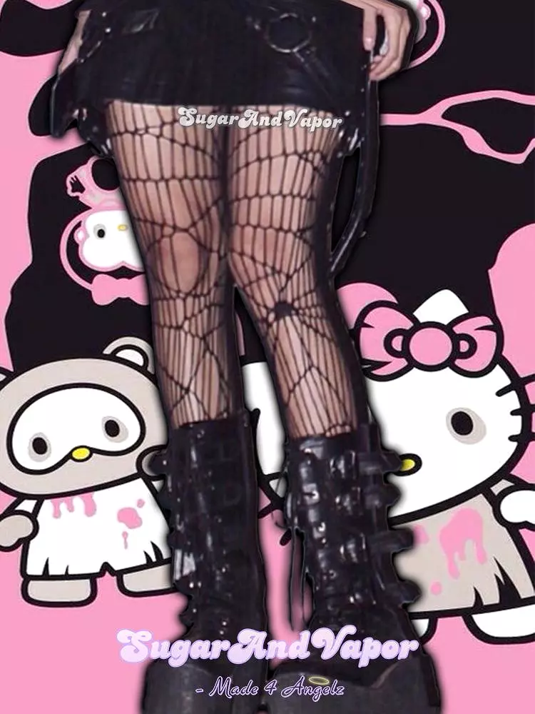 Goth Spider Cobweb Fishnet Tights