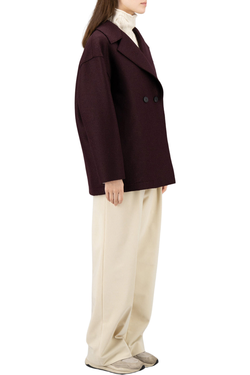 Harris Wharf London Drop Shoulder Pressed Wool Jacket in Bordeaux