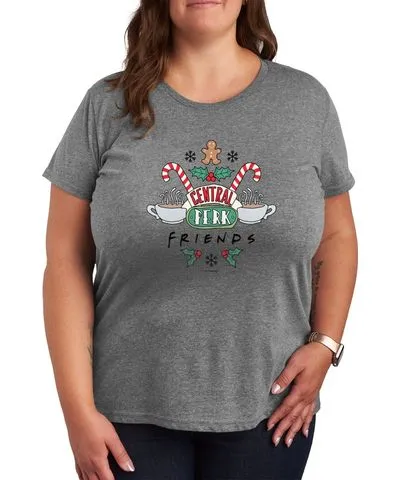 Hybrid Apparel Trendy Plus Size Friends Central Perk Christmas Graphic T-shirt