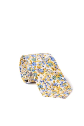 James Floral Print Neck Tie - Yellow & Blue