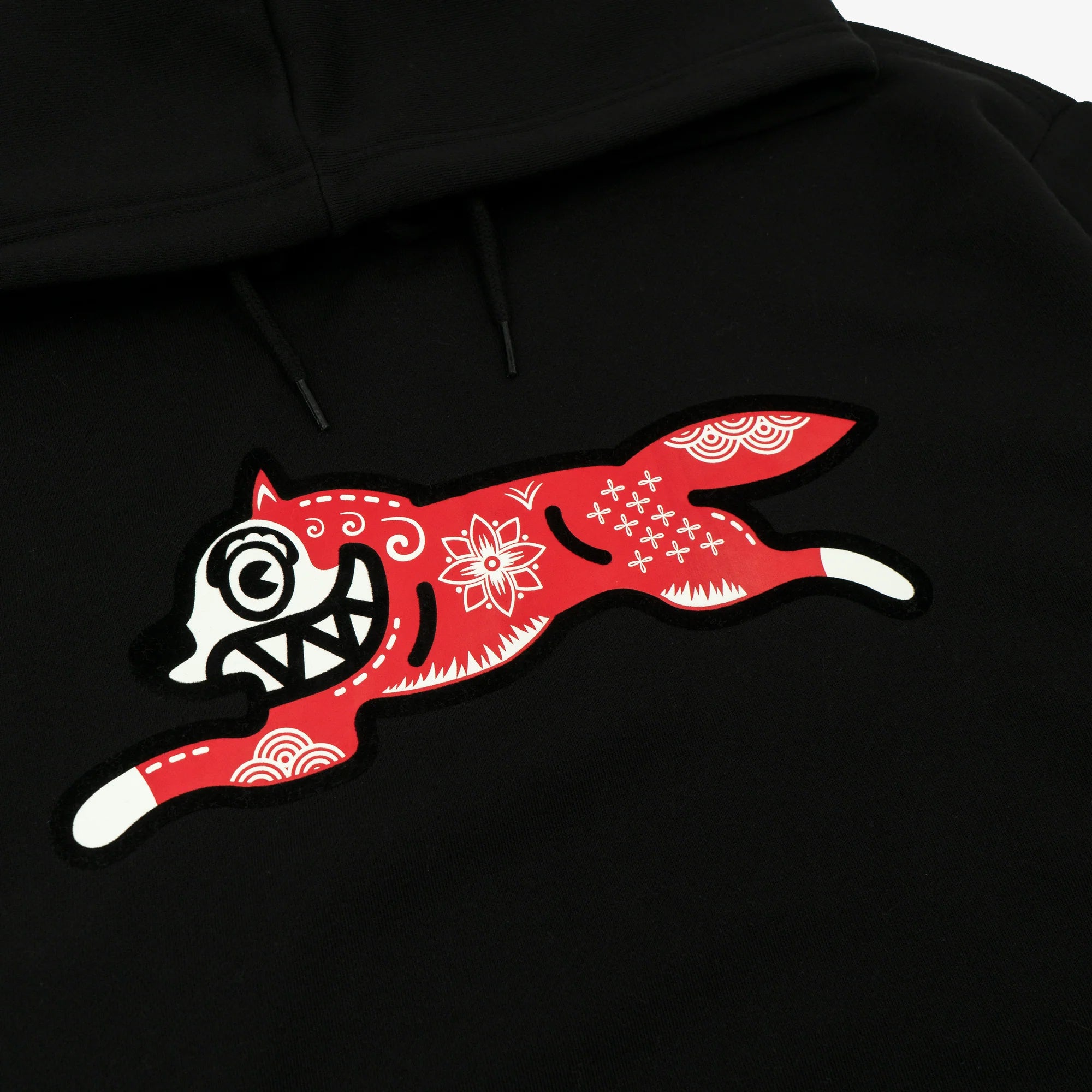 KIRIGAMI RUNNING DOG FLOCK HOODIE 'BLACK'