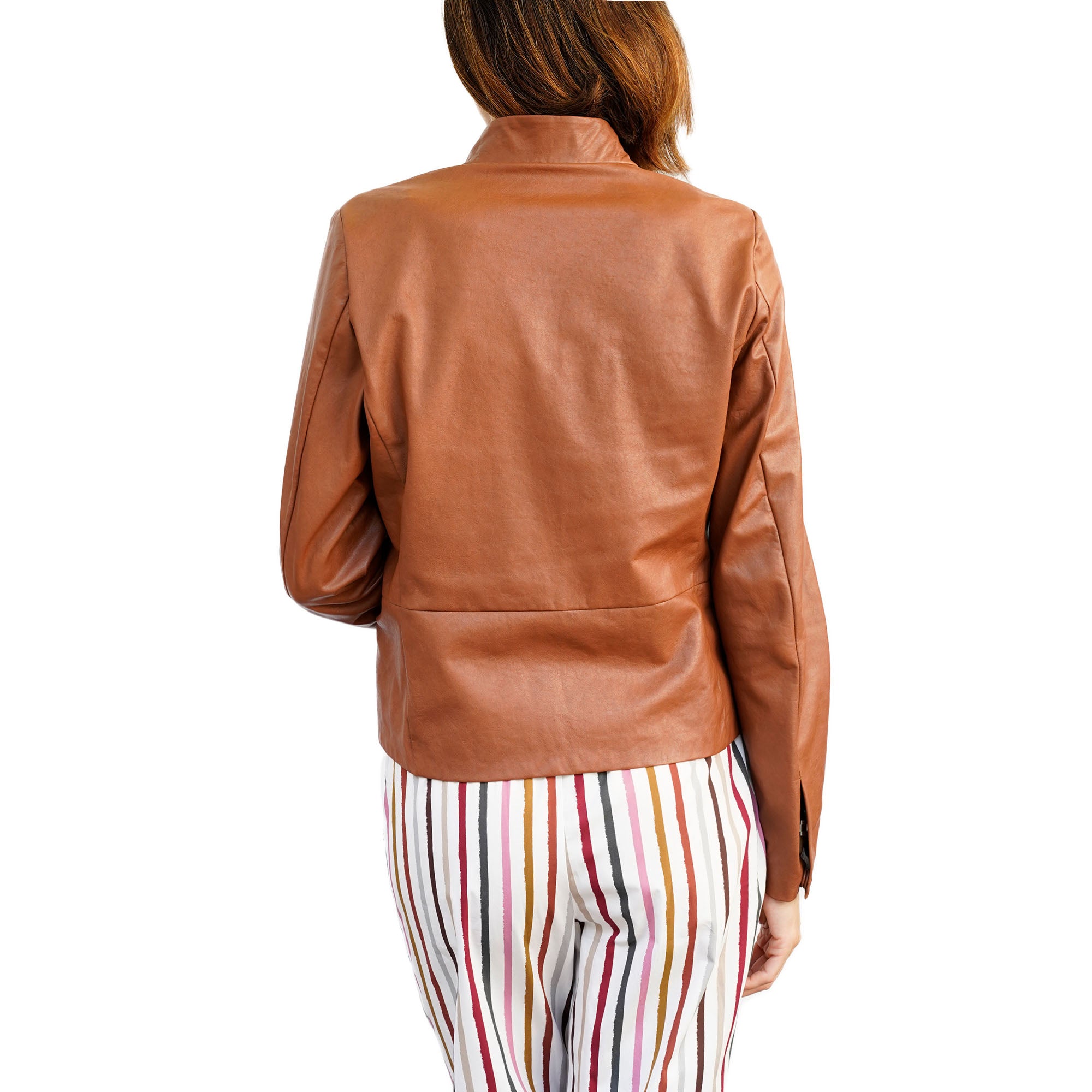 Leather Blazer Jacket Cognac