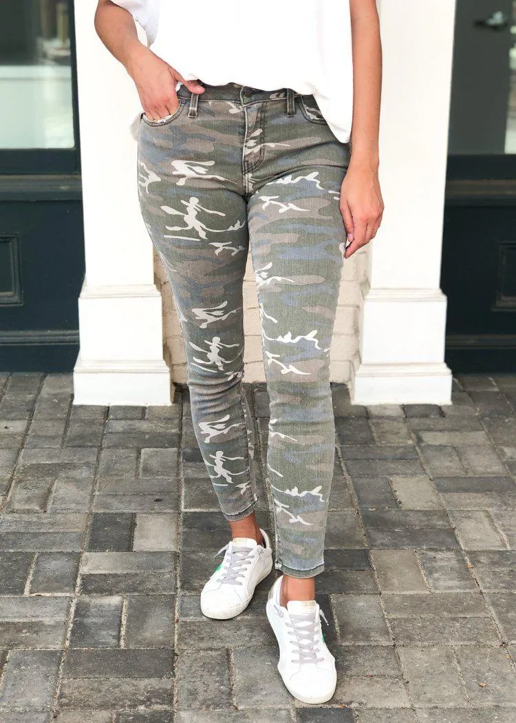 Level 99 Madison Midrise Crop Camo Pants-***FINAL SALE***