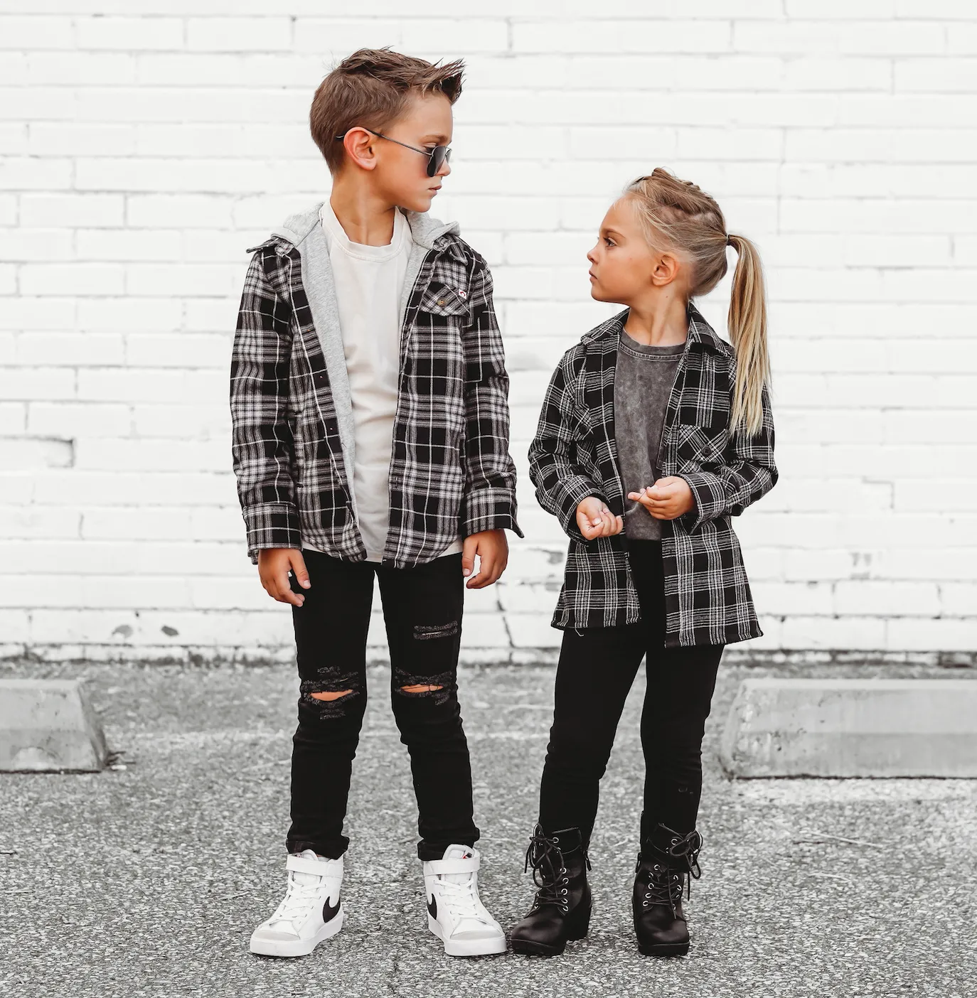 LEVI KID'S FLANNEL BUTTON UP SHIRT | BLACK PLAID