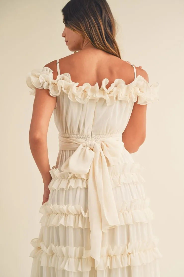 Leylani Cream Ruffle Tiered Maxi Dress